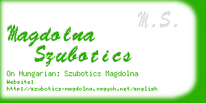 magdolna szubotics business card